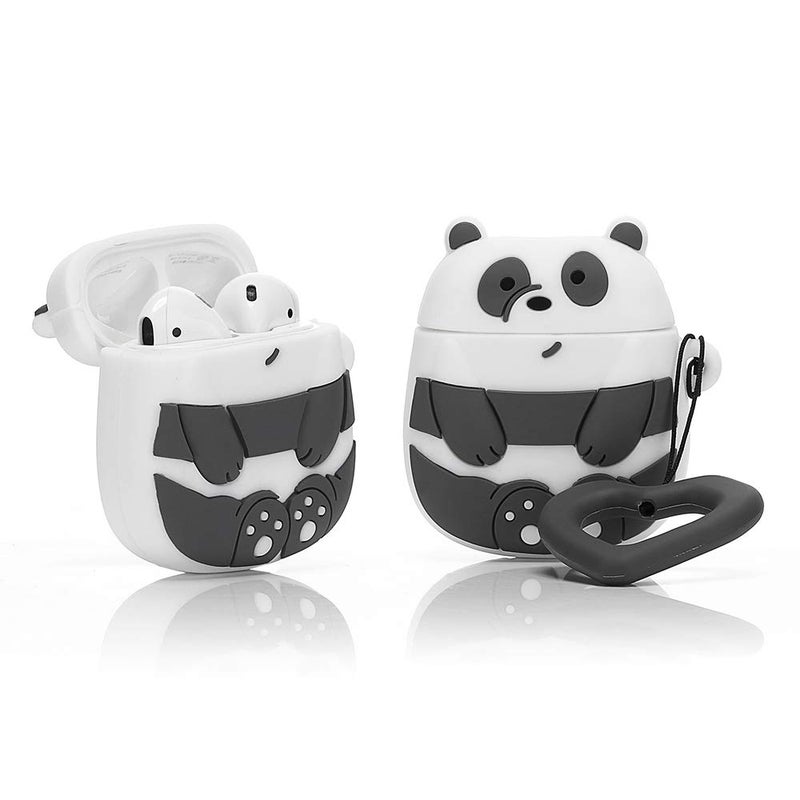 LEWOTE Silicone Funny Case Cover Compatible for Apple Airpods 1&2[Cute Animal Design](Grey Bear)
